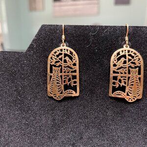 Wild Bryde cat earrings-cats at the window with a bird